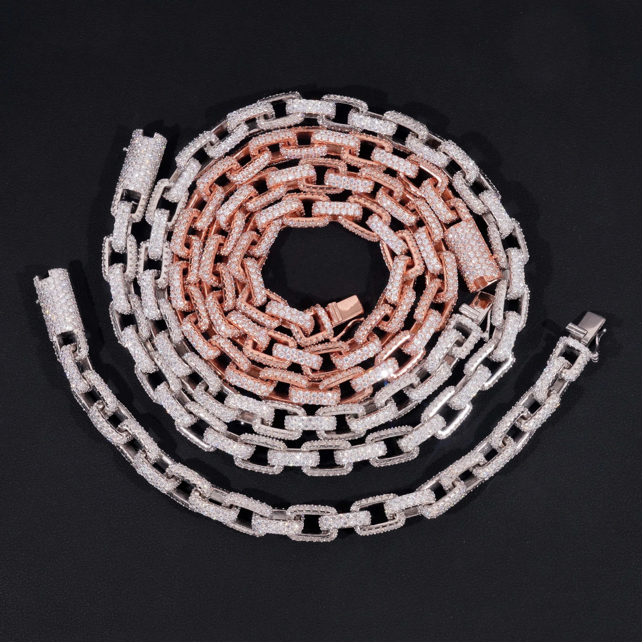 8MM Box Link Hermes Chain VVS Moissanite Hip Hop Jewelry For Men Solid Silver