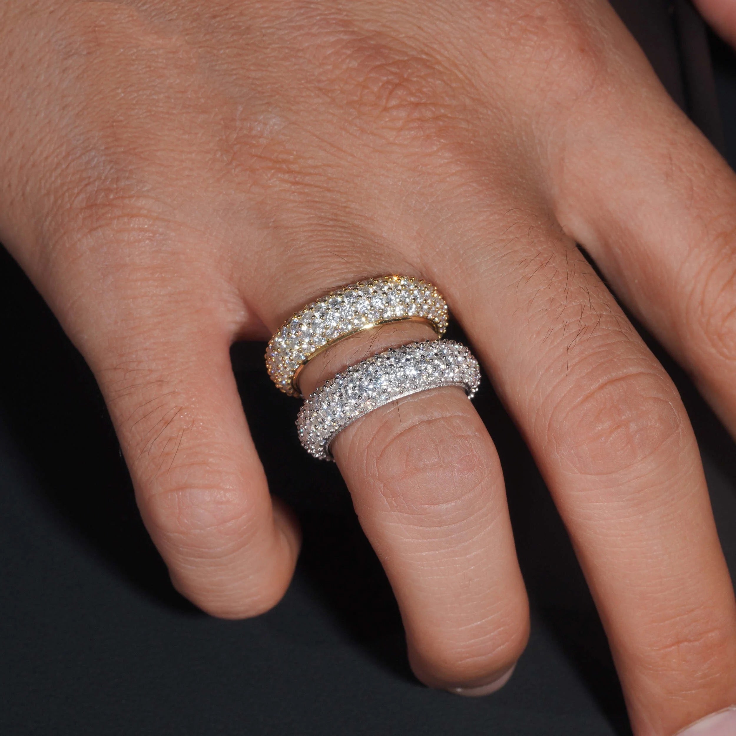 5Rows Vvs Moissanite Diamond Eternity Ring For Men Solid Silver Hip Hop Jewelry