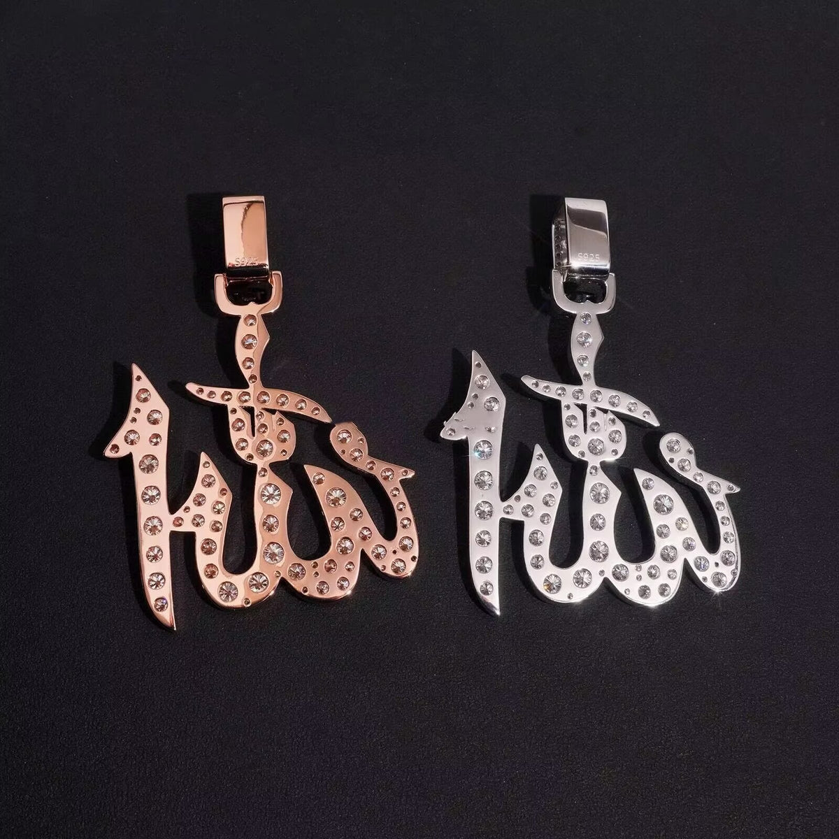 925 Silver Allah Symbol Moissanite Diamond Pendant