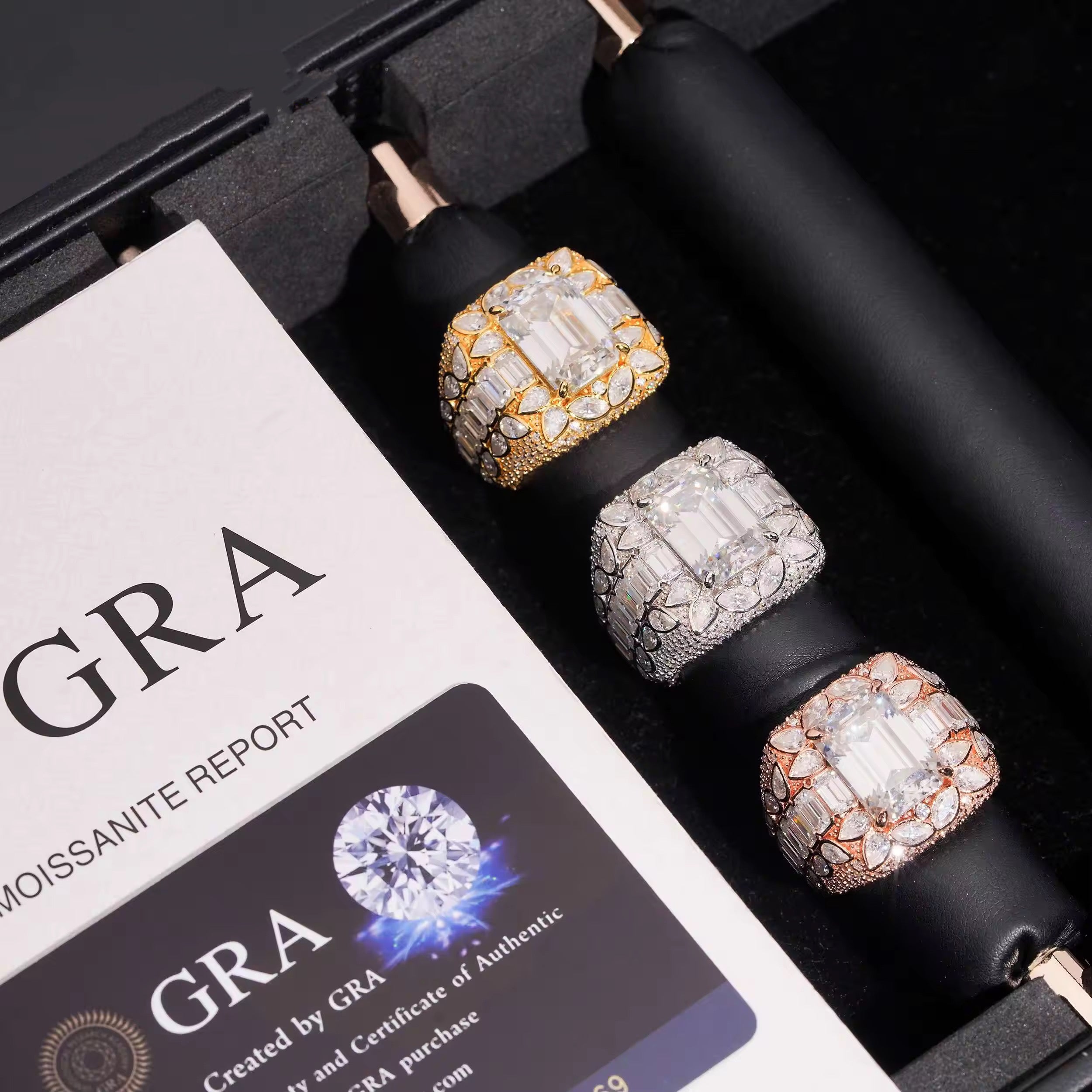 Fancy Cut VVS Moissanite Diamond Men Ring Sterling Silver 925