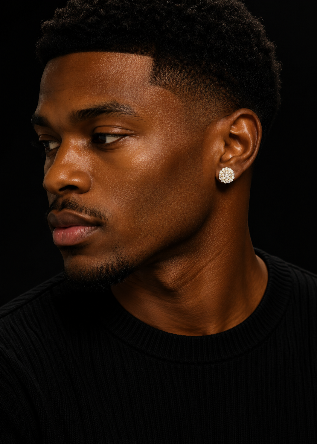 Iced Out VVS Lab Grown Diamond Men Stud Earrings 925 Silver