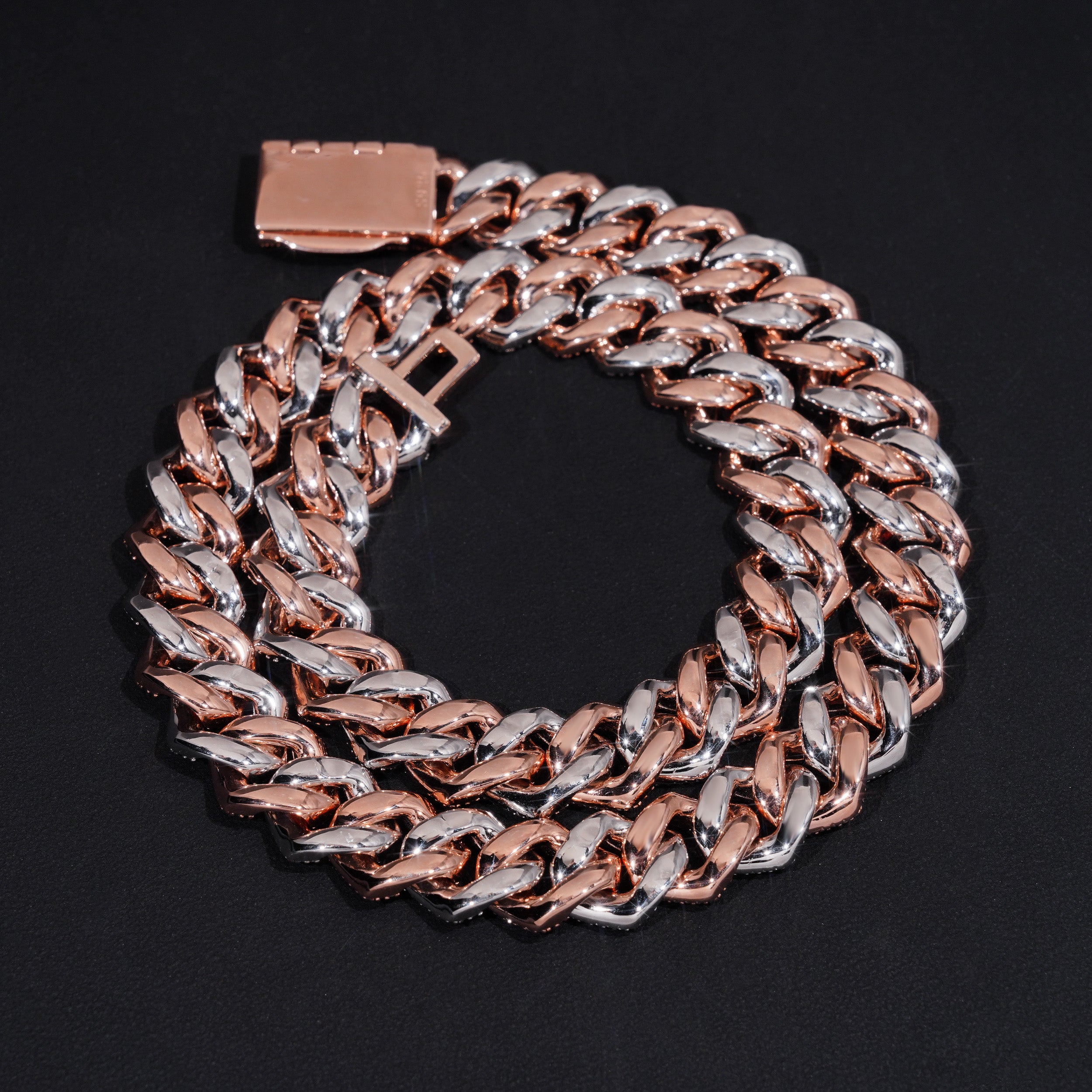 14MM Moissanite Two-Tone Cuban Link Chain 14K Gold