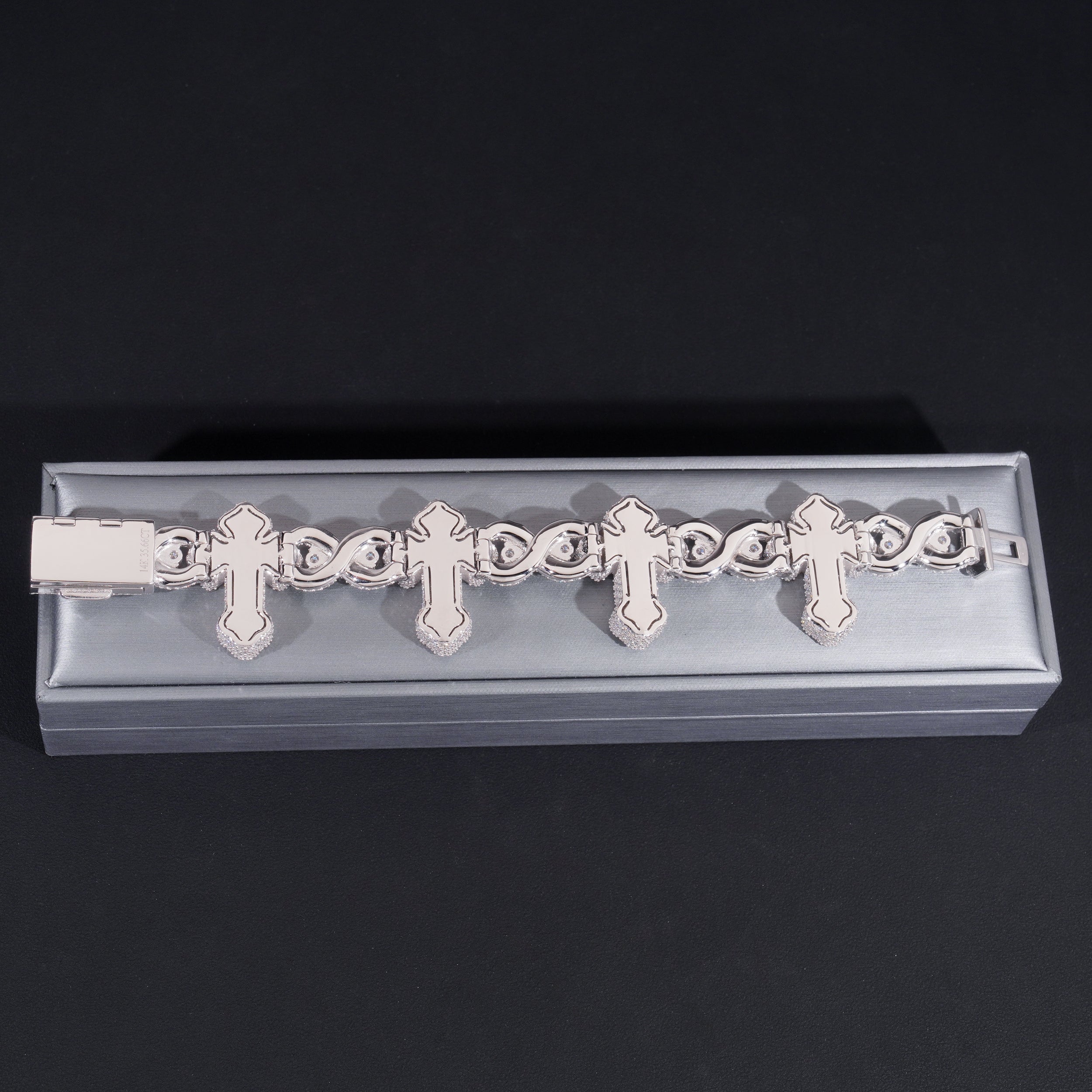 Sterling Silver Moissanite Cross Bracelet, Hip Hop Jewelry, Christmas Gift