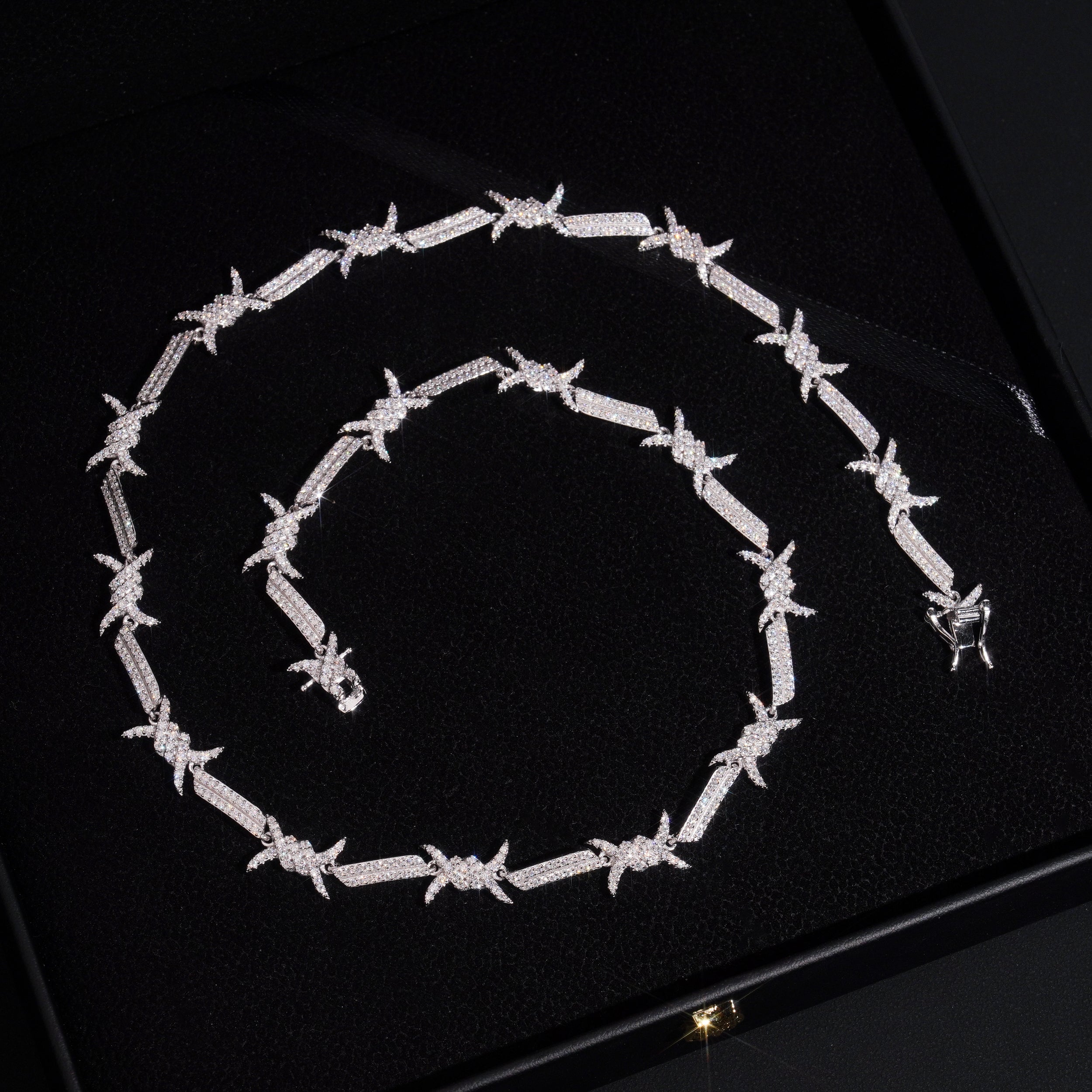 Iced Out 6MM Wire Barber Link Chain Necklace VVS Moissanite Diamond Silver 925