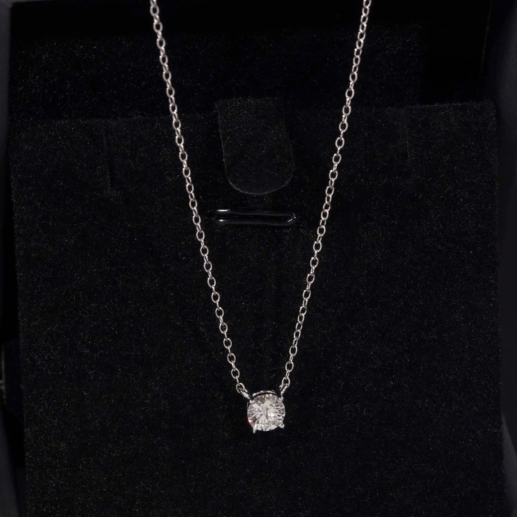 Sterling Silver 925 0.5 Ct Single Stone Solite Moissanite Diamond Necklace