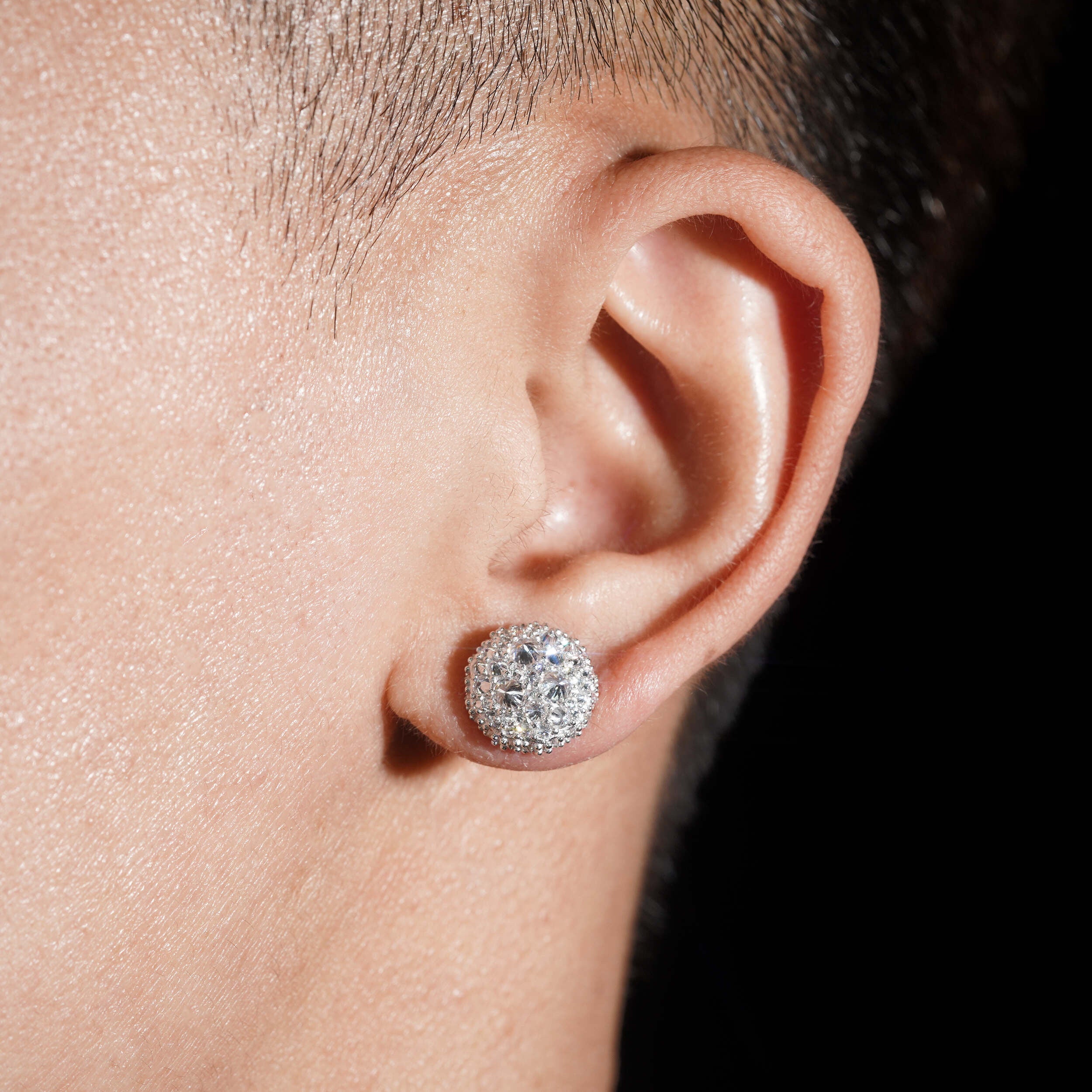 Sterling Silver Iced Out Moissanite Inverted Stud Earrings