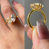 10K Yellow Gold Women Two Stone Design White Mix Yellow Moissanite Ring
