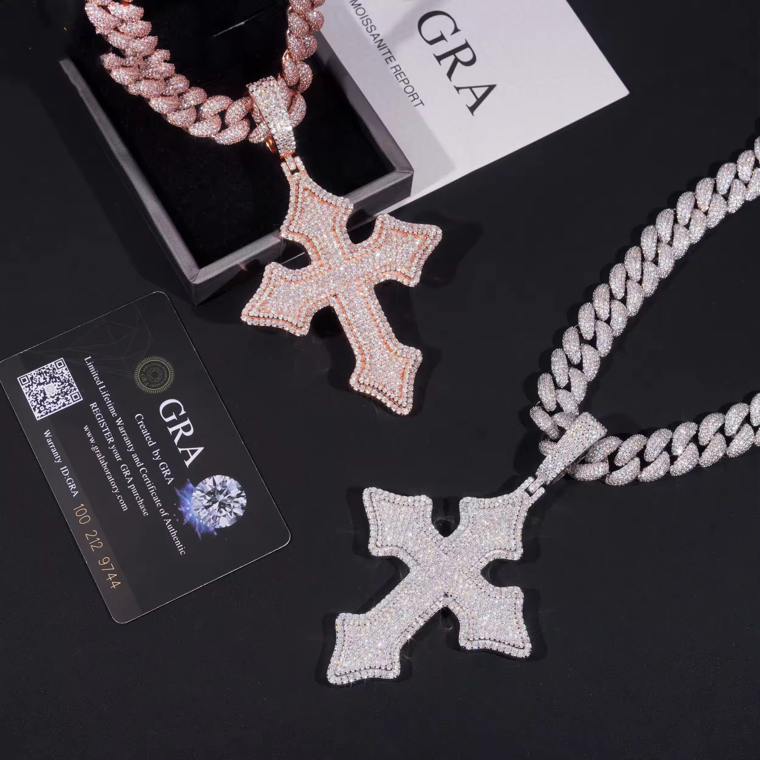Iced 3-Inch Moissanite Diamond Cross Pendant for Men, Hip Hop