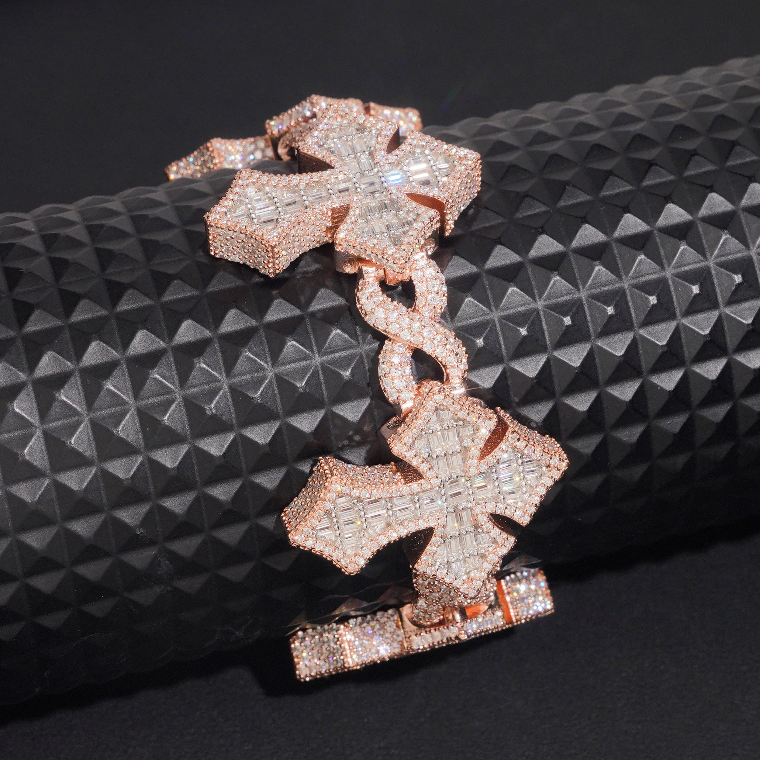 Rose Gold Two Tone Cross Bracelet Infinity Link