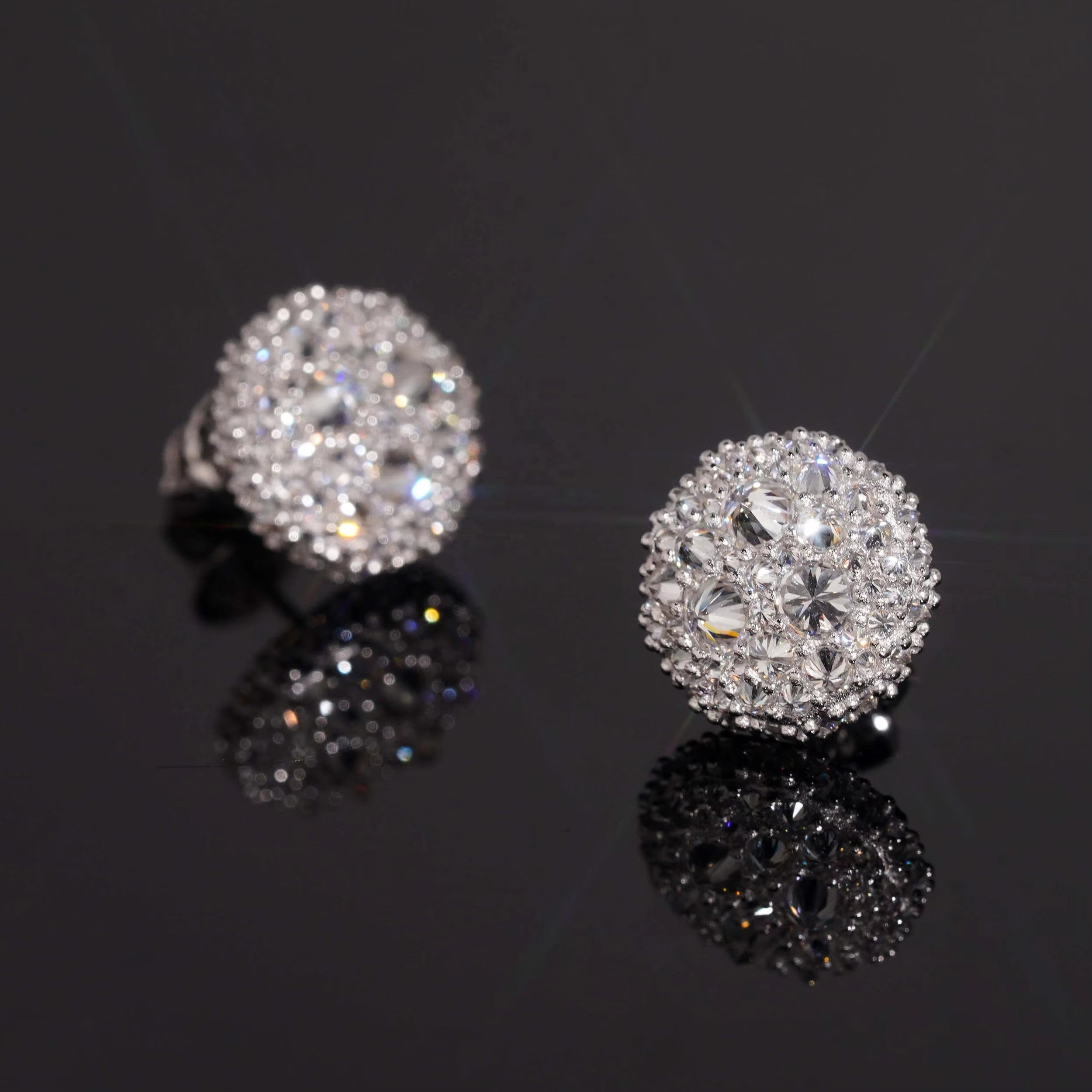 12MM Upside Down Inverted Moisaic Setting Moissanite Studs