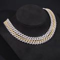 10MM Three Rows Moissanite Diamomd Cuban Link Chain Necklace For Men Iced Out
