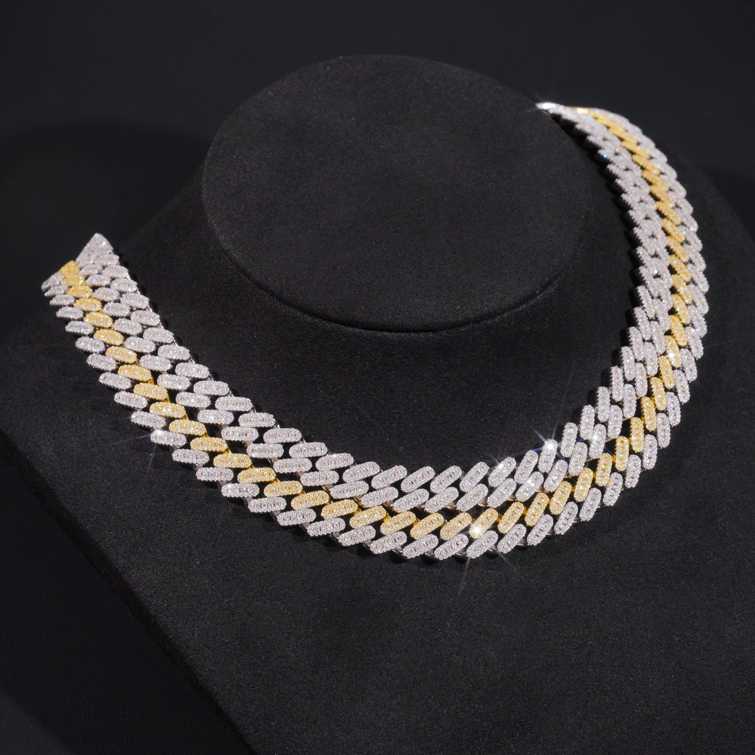 10MM Three Rows Moissanite Diamomd Cuban Link Chain Necklace For Men Iced Out