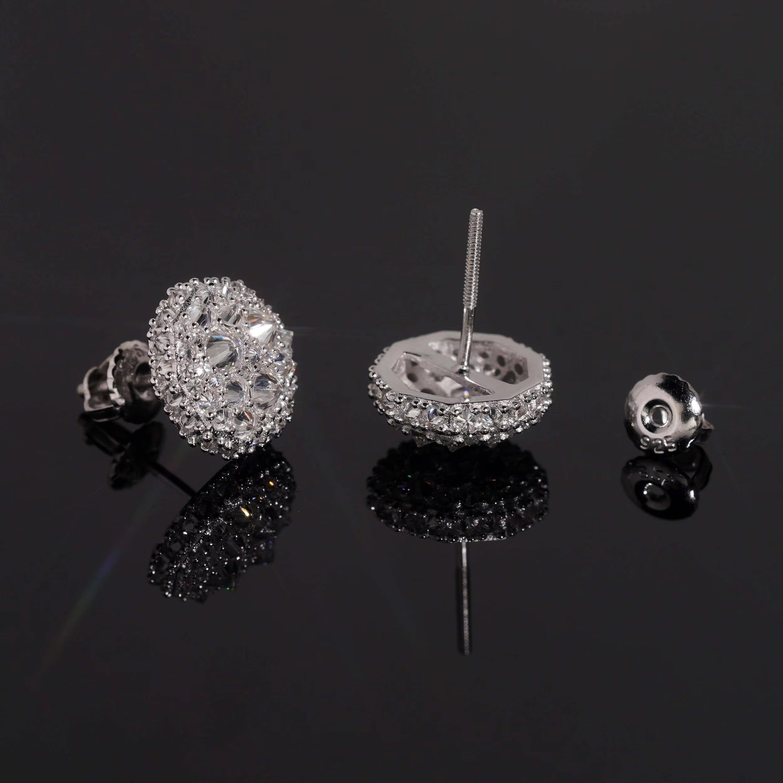 12MM Upside Down Inverted Moisaic Setting Moissanite Studs