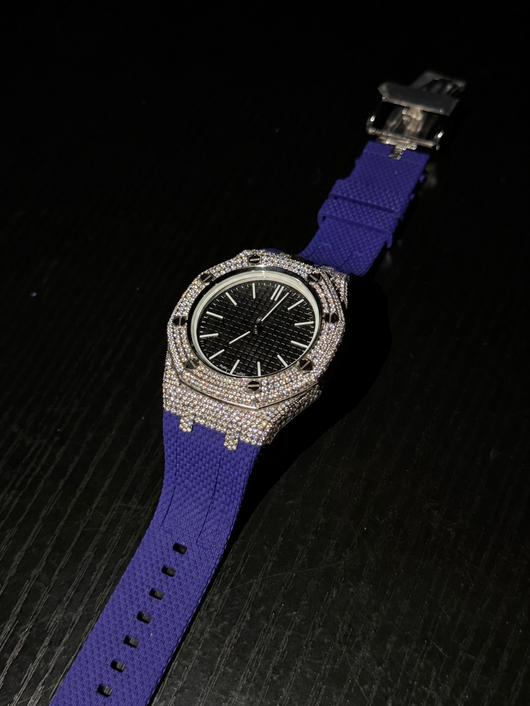 Royal Pop Iced Out 925 Silver Watch Case With Strap Moissanite Diamond