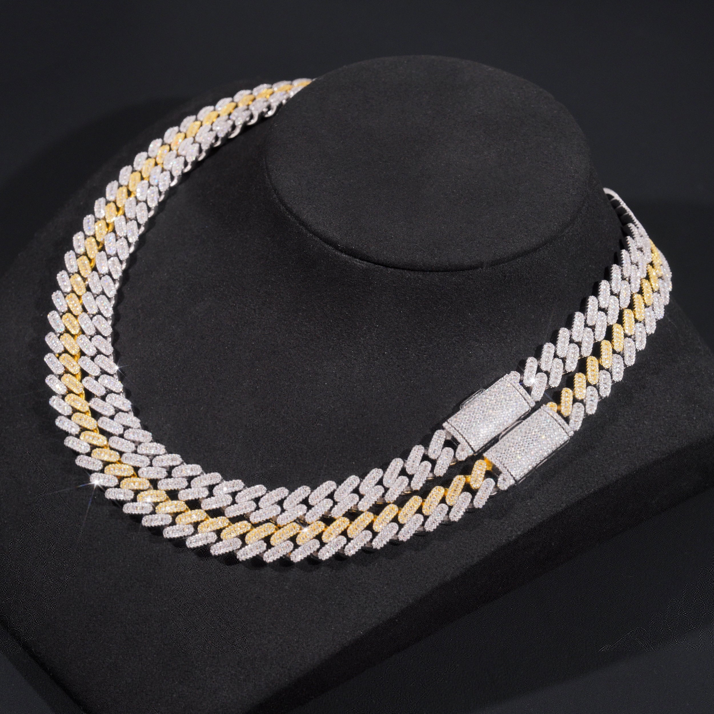 10MM Three Rows Moissanite Diamomd Cuban Link Chain Necklace For Men Iced Out