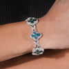 18MM Clover Link Infinity Bracelet in Emerald & Tiffany Blue Moissanite