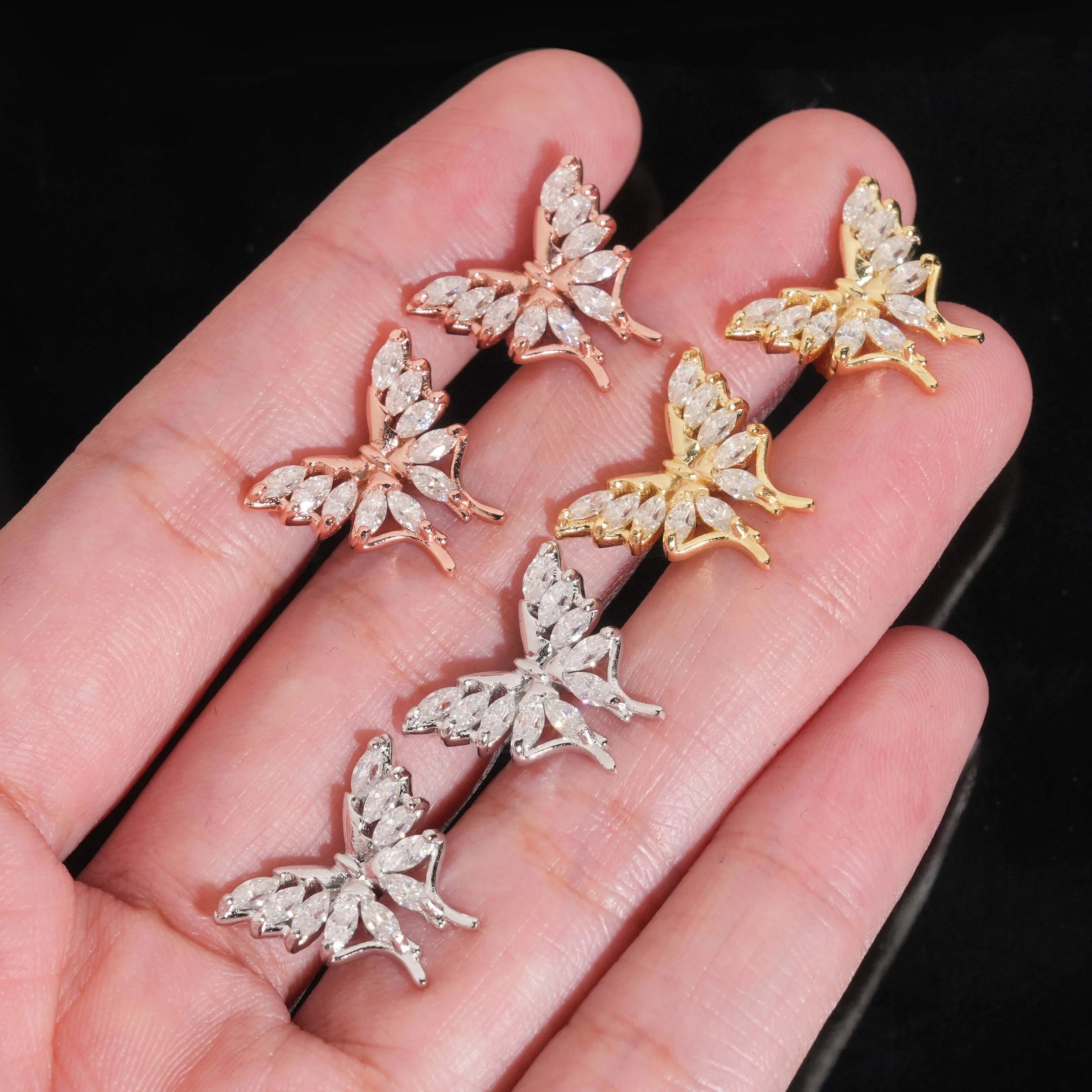 Sterling Silver 925 VVS Moissanite Butterfly Studs For Women Gra Certificated