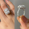 10K White Gold Radiant Cut Moissanite Diamond Wedding Vintage Jewelry