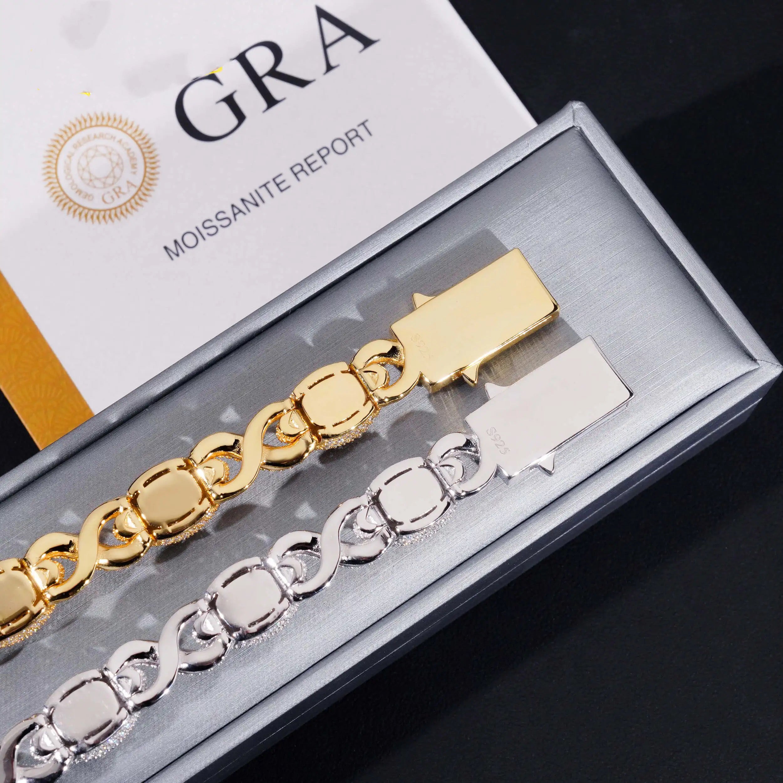 925 Sterling Silver 13MM Moissanite Link Bracelet for Men