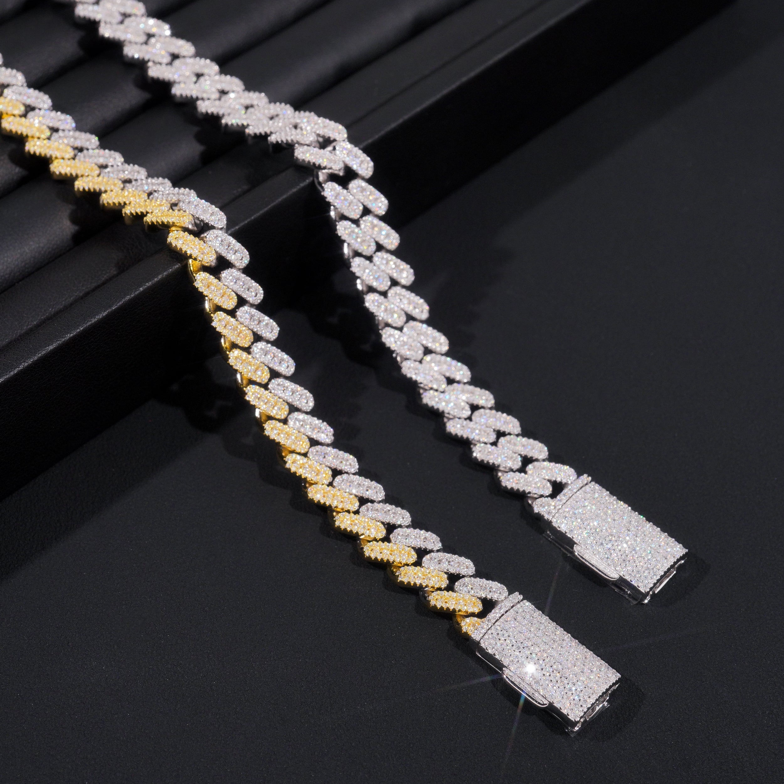 10MM Three Rows Moissanite Diamomd Cuban Link Chain Necklace For Men Iced Out