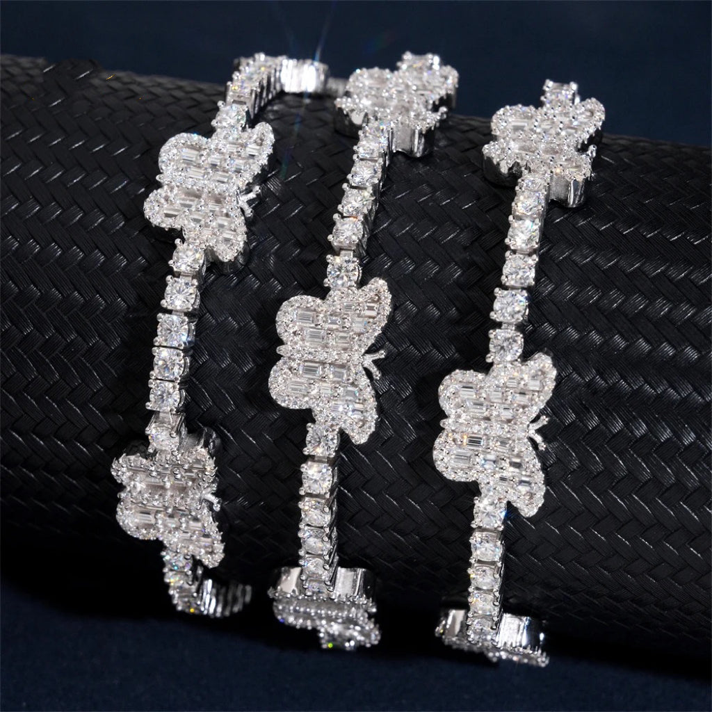 VVS Moissanite Diamond 3MM Tennis Bracelet With Butterfly Charm For Unisex