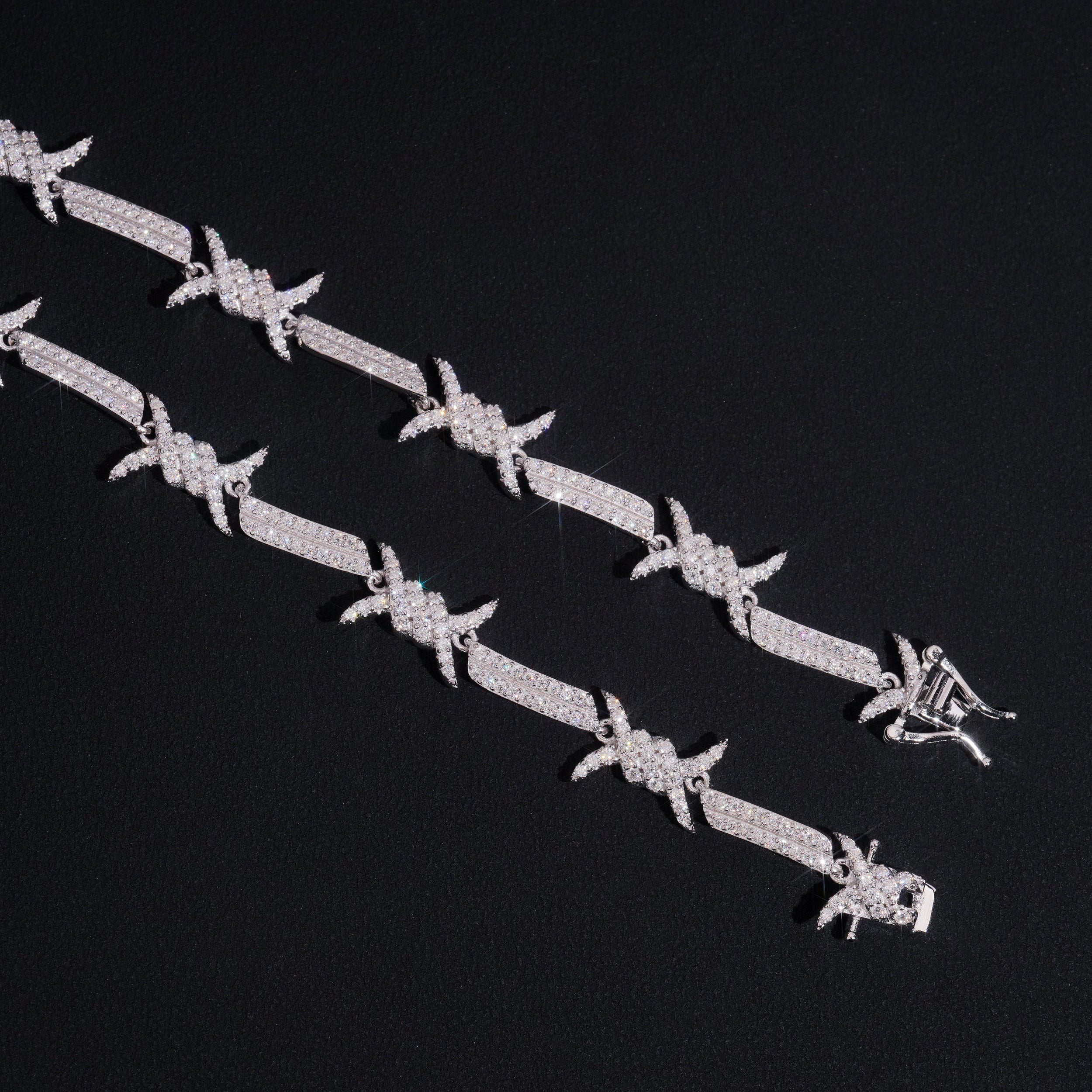 Iced Out 6MM Wire Barber Link Chain Necklace VVS Moissanite Diamond Silver 925