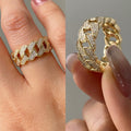 GRA Report 10K Yellow Gold Iced Out Moissanite Diamond Cuban Ring