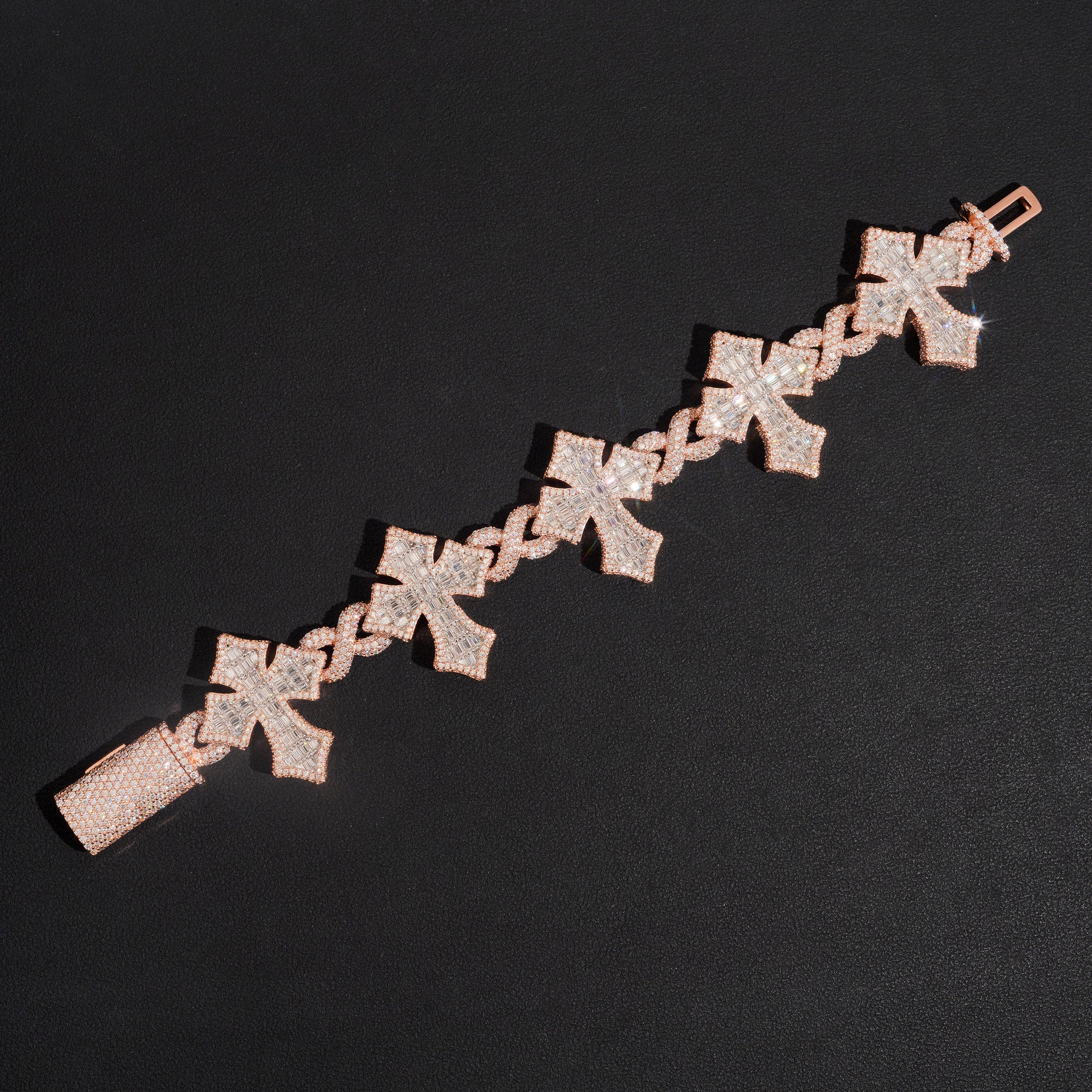 Rose Gold Two Tone Cross Bracelet Infinity Link