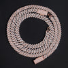 10MM 12MM Two Rows Iced Out Moissanite Diamond Cuban Link Chain Rose Gold Mix White Gold