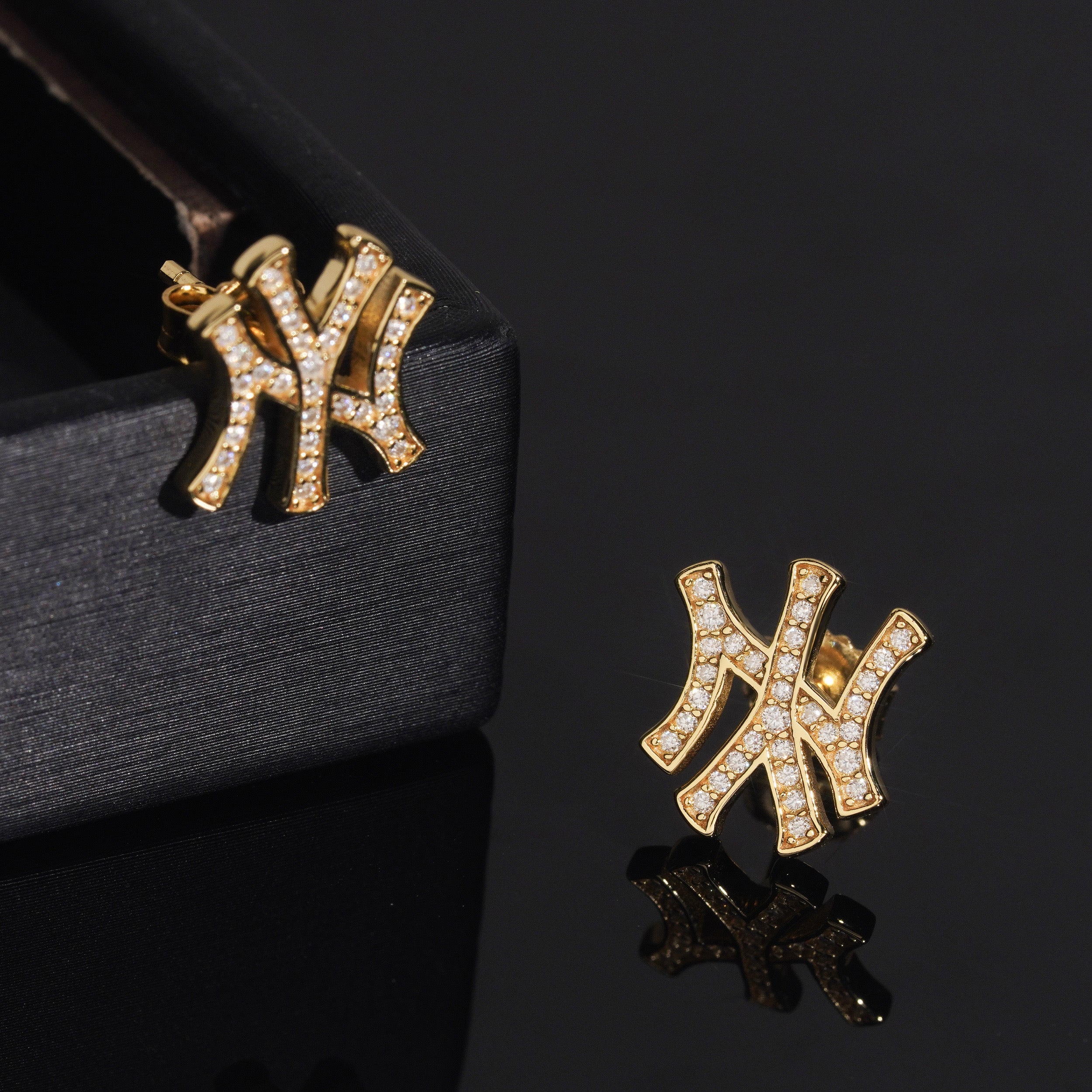 Iced Out Gold VVS Moissanite Symbol Studs