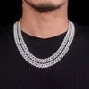 Round Link Two Rows 10MM Miami link Moissanite Cuban Nekclace Chain Sterling Silver 925