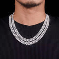 Round Link Two Rows 10MM Miami link Moissanite Cuban Nekclace Chain Sterling Silver 925