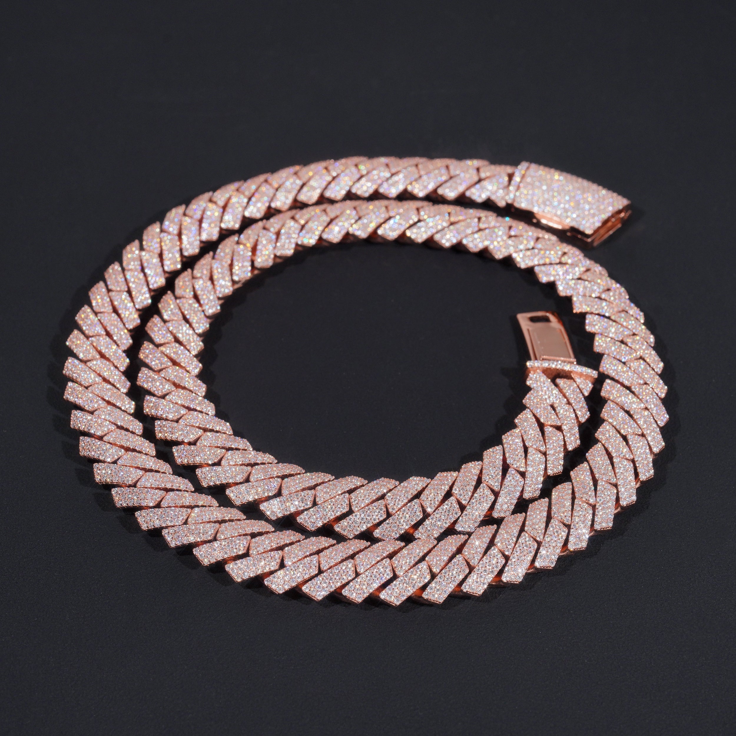 New arrival Curve Lock Iced Out VVS Moissanite Diamond Cuban Link Necklace Chain 15MM