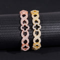 Iced Out Micro Pave Sterling Silver Pass Diamond Tester 13MM Clover Infinity Link Bracelet For Men