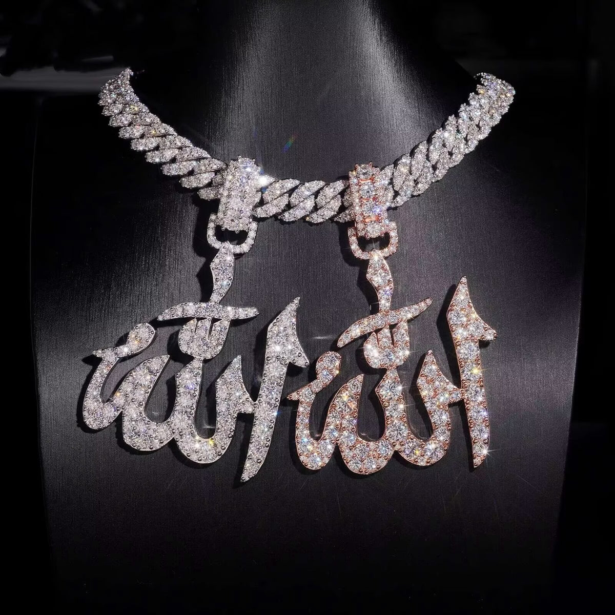 925 Silver Allah Symbol Moissanite Diamond Pendant