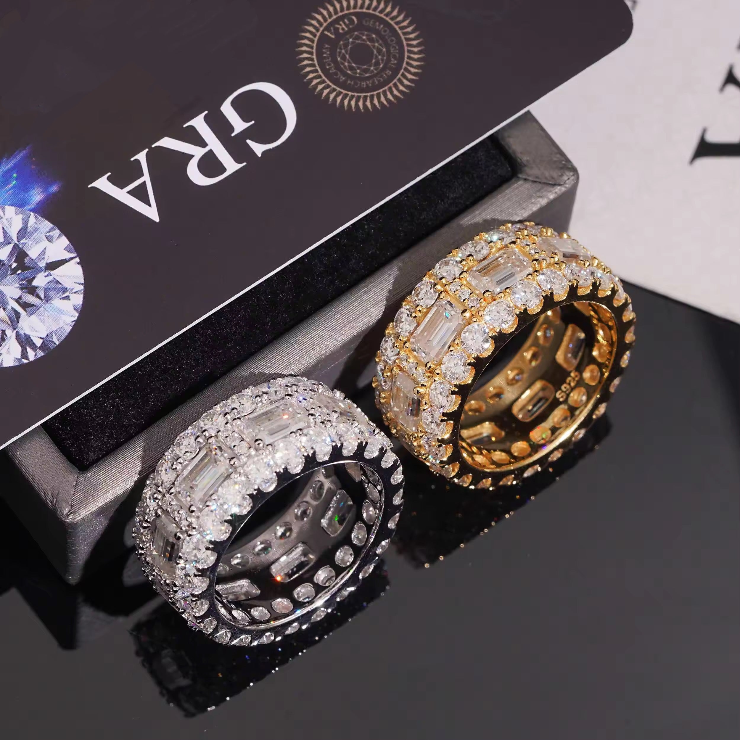 Emerald Cut Moissanite Diamond Ring Band For Men