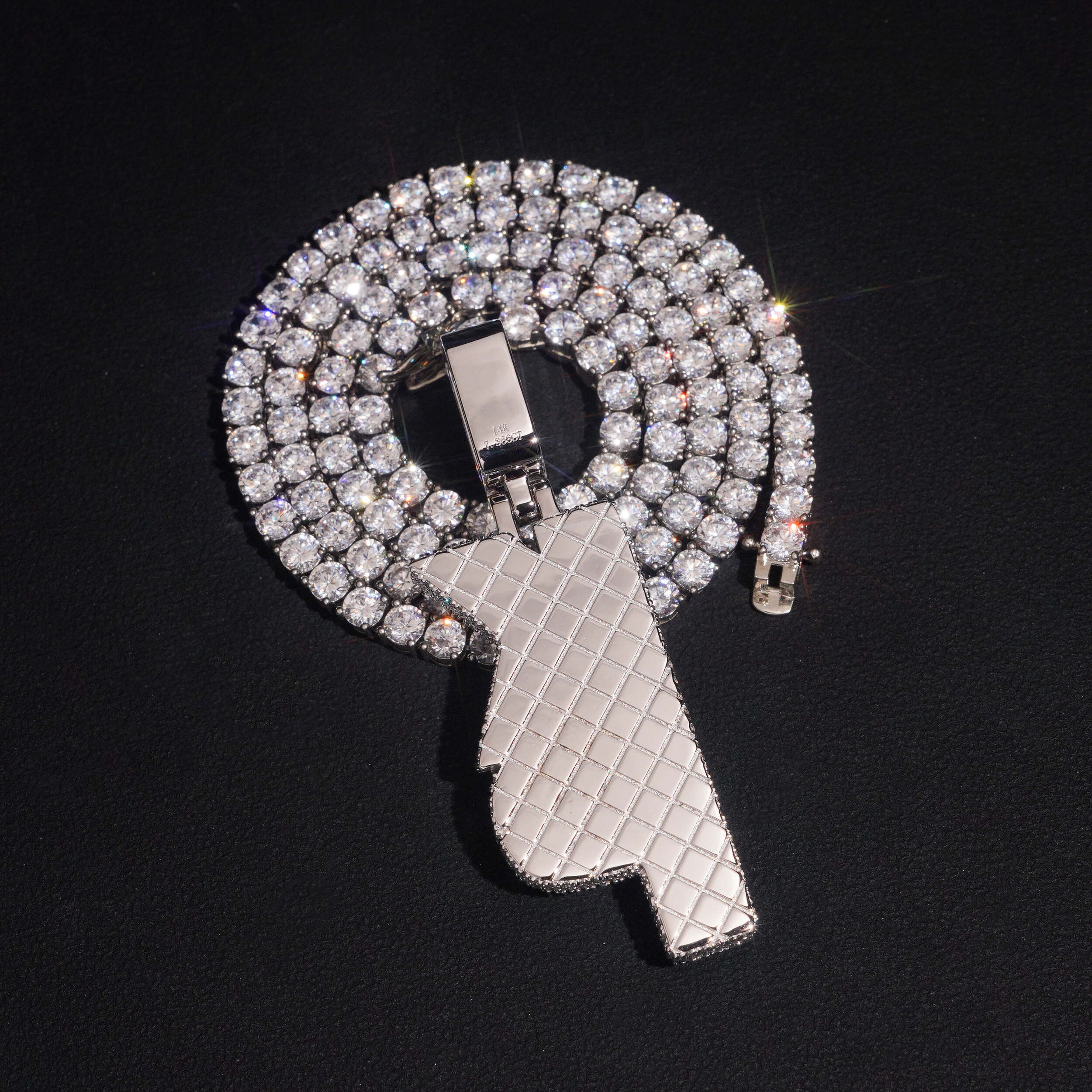 VVS Moissanite Silver 925 Custom Name Pendant Vertical Style Match 4MM Tennis Chain