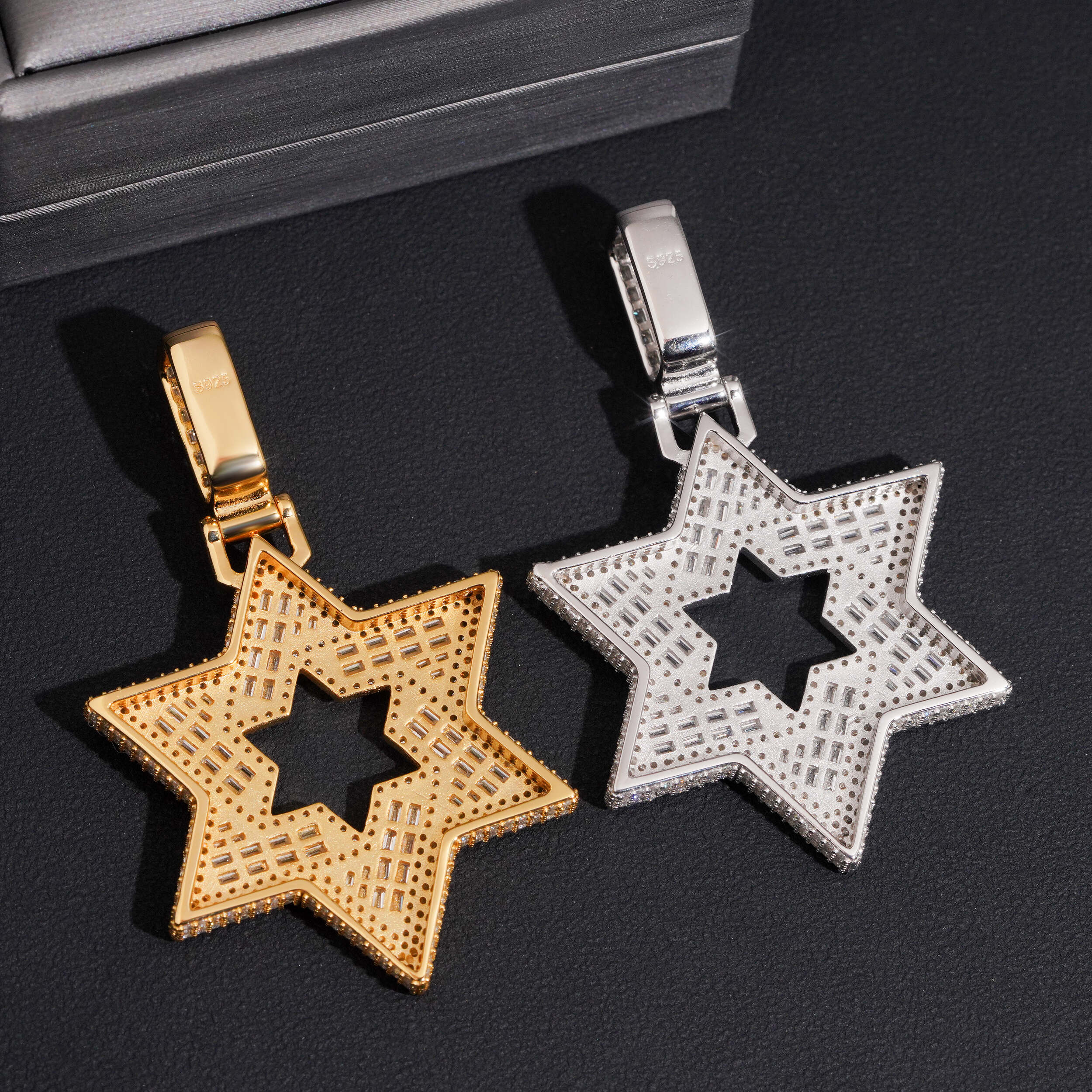 Baguette Cut Diamond Moissanite David Star Pendant