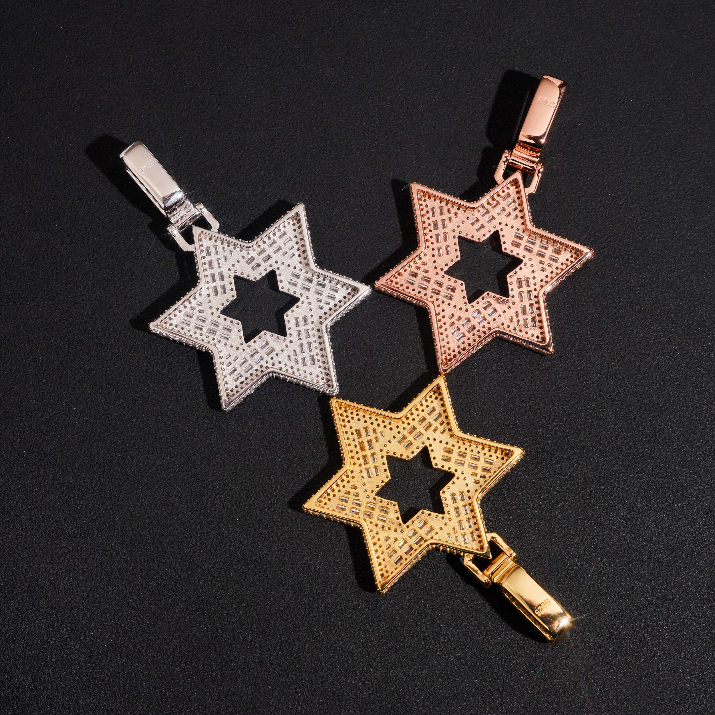 Baguette Cut Diamond Moissanite David Star Pendant