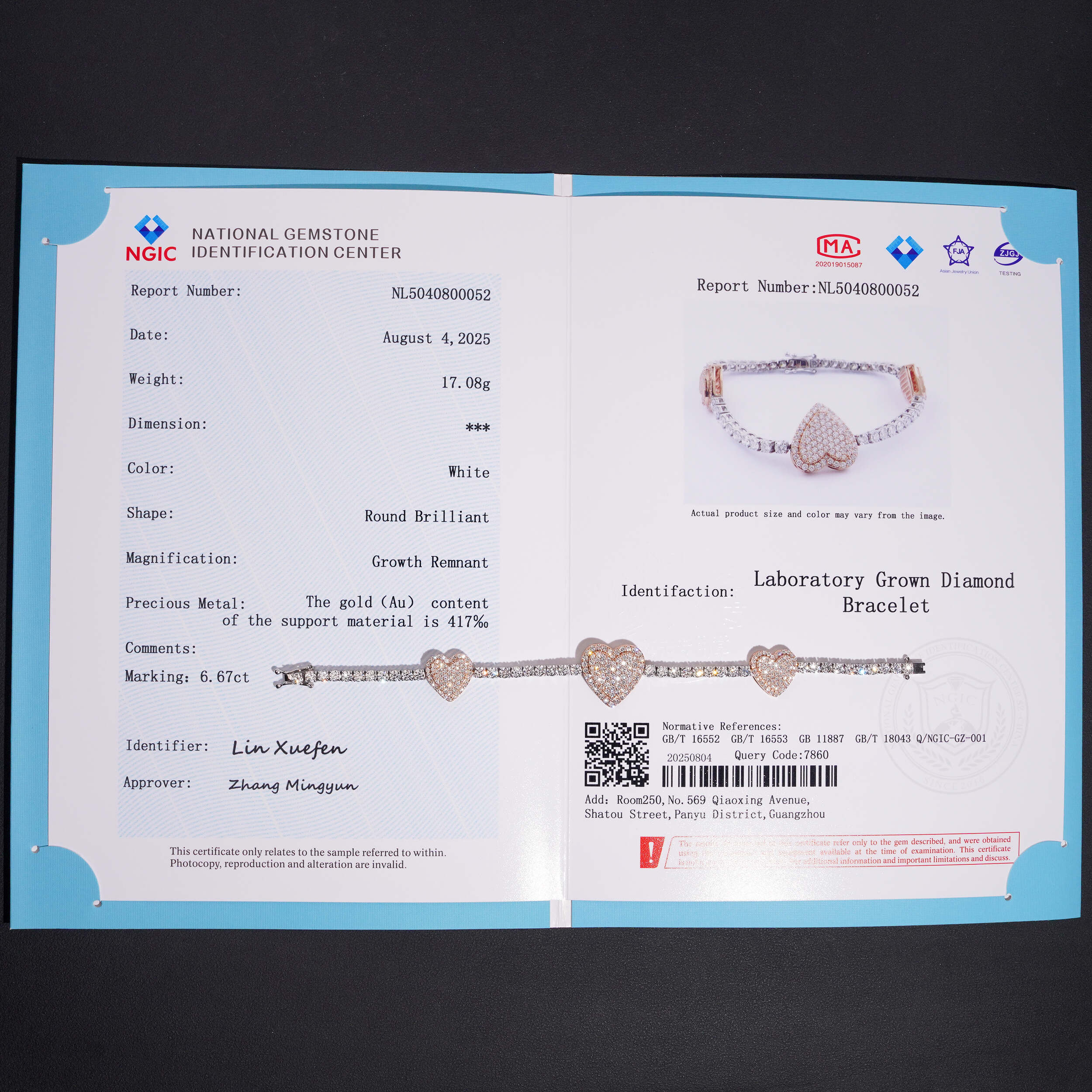 10K Rose Gold Gold Mix White Gold Heart Moissanite Tennis Bracelet