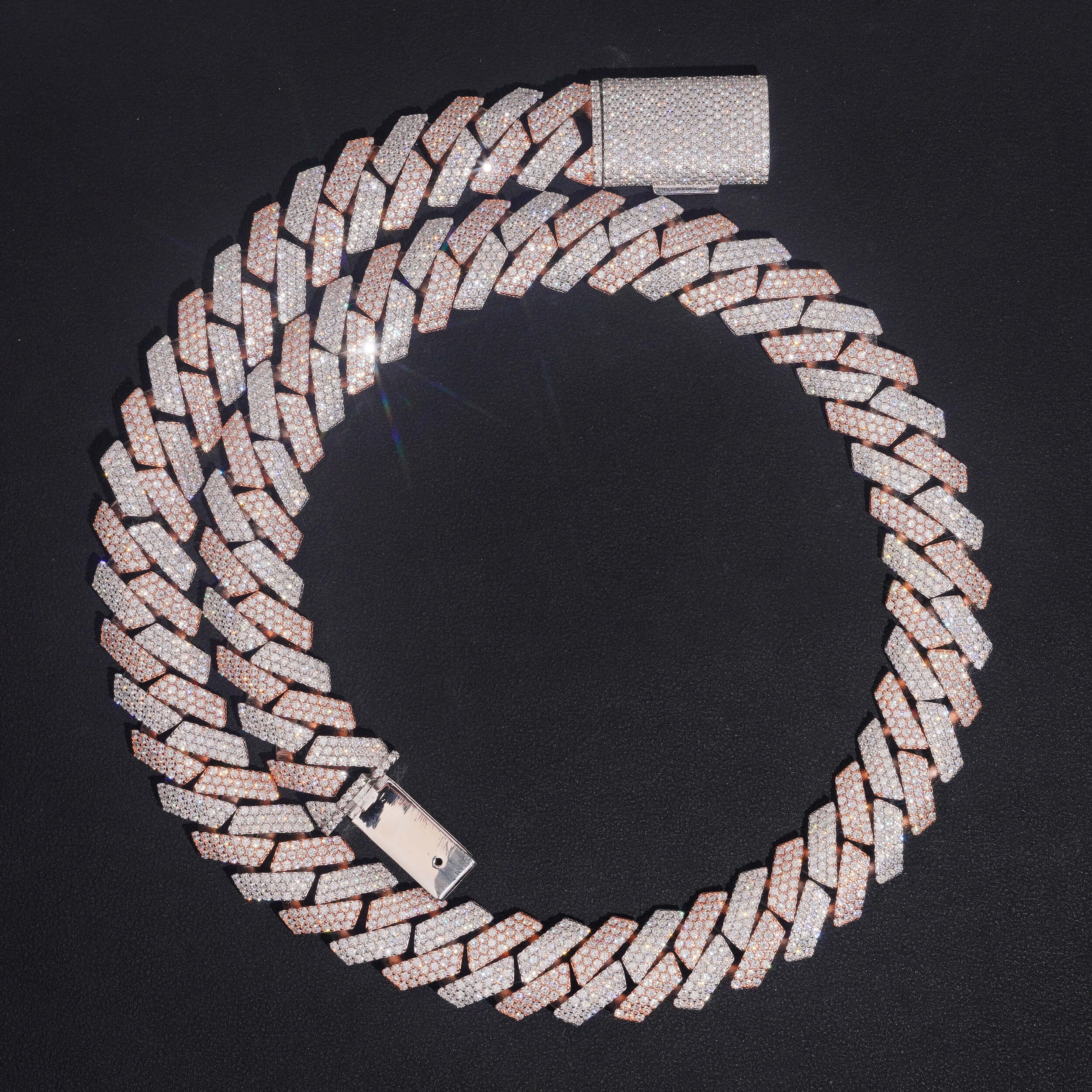 18MM Three Rows Iced Out VVS Moissanite Diamond Cuban Link Chain Necklace