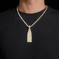 Yellow Gold Vertical Name Pendant VVS Moissanite Fit For 4MM Tennis Chain