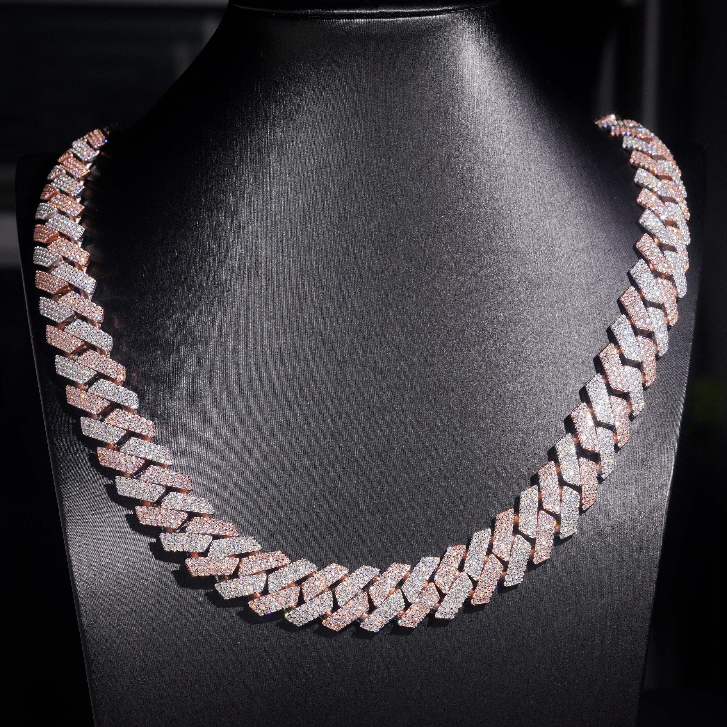 18MM Three Rows Iced Out VVS Moissanite Diamond Cuban Link Chain Necklace