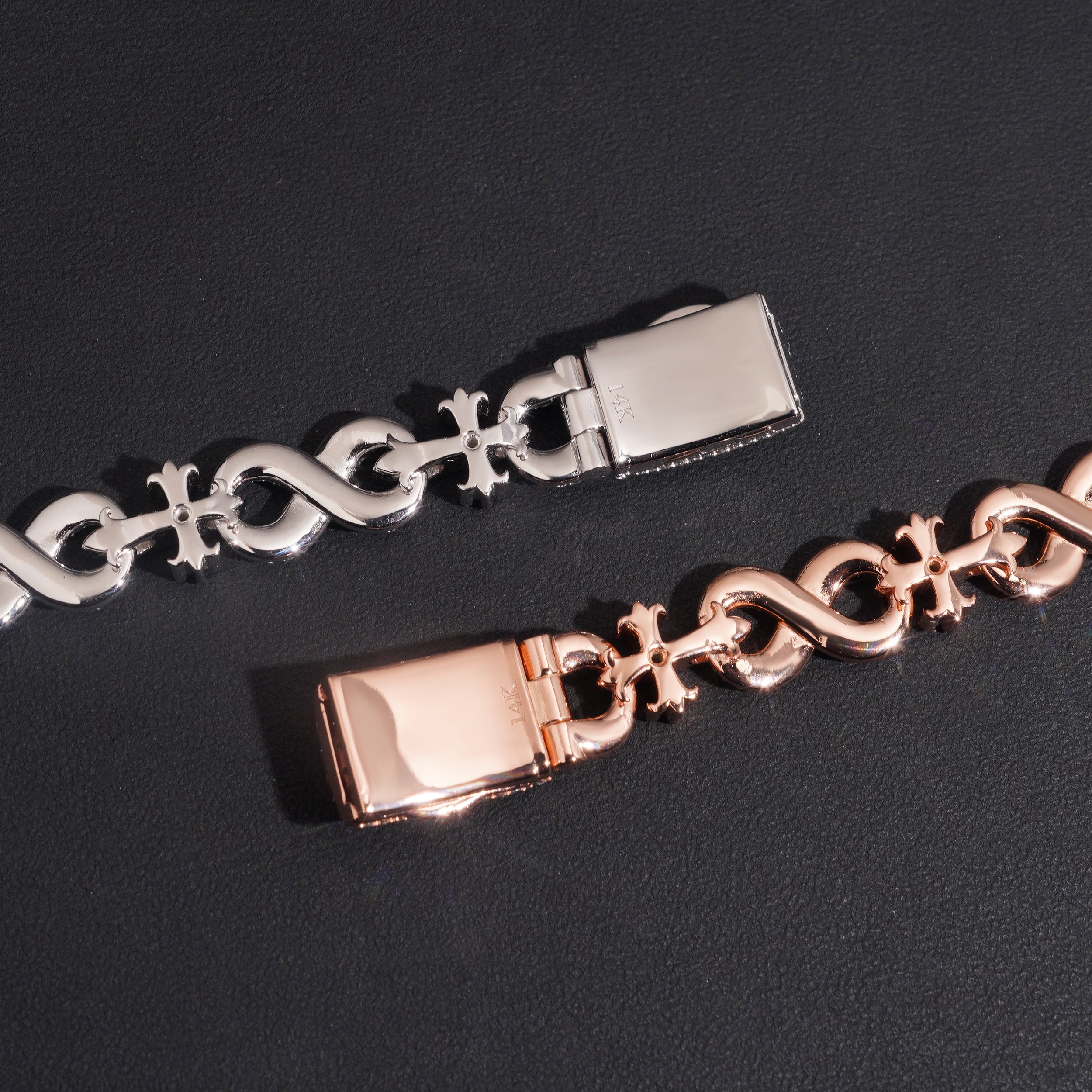 13MM Chrome Cross Infinity Link Bracelet Iced Out Moissanite Diamond