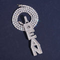 Iced Out Solid Silver Men Jewelry Custom Vertical Letter Name Pedant Fit For 4MM Tennis Chain