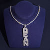 Iced Out Solid Silver Men Jewelry Custom Vertical Letter Name Pedant Fit For 4MM Tennis Chain