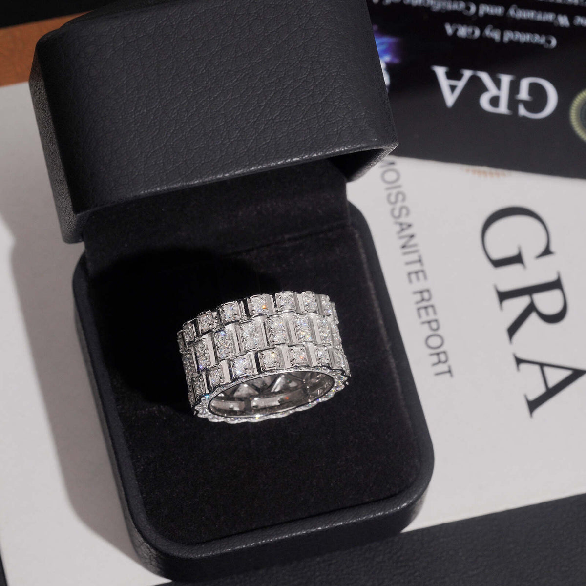 925 Silver Jubilee Band Style Moissanite Diamond Ring