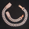 28MM Rose Gold Two Tone New Design Prong Setting Cuban Link Chain Necklace