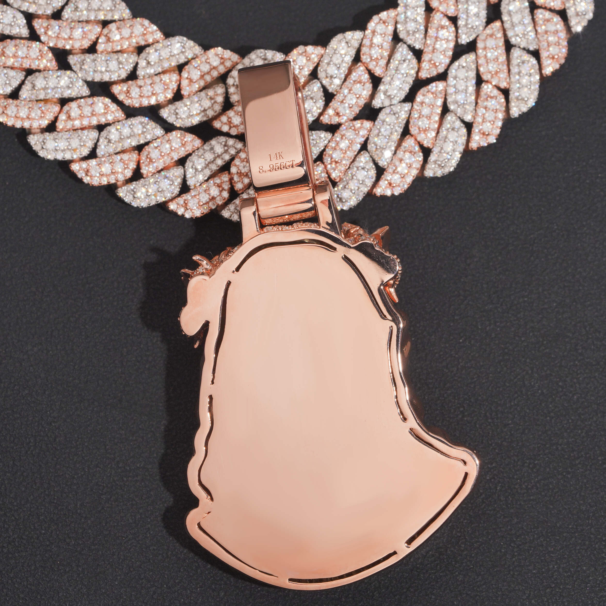 Rose Gold Two Tone Jesus Pendant With 13MM Cuban Link Chain VVS Moissanite