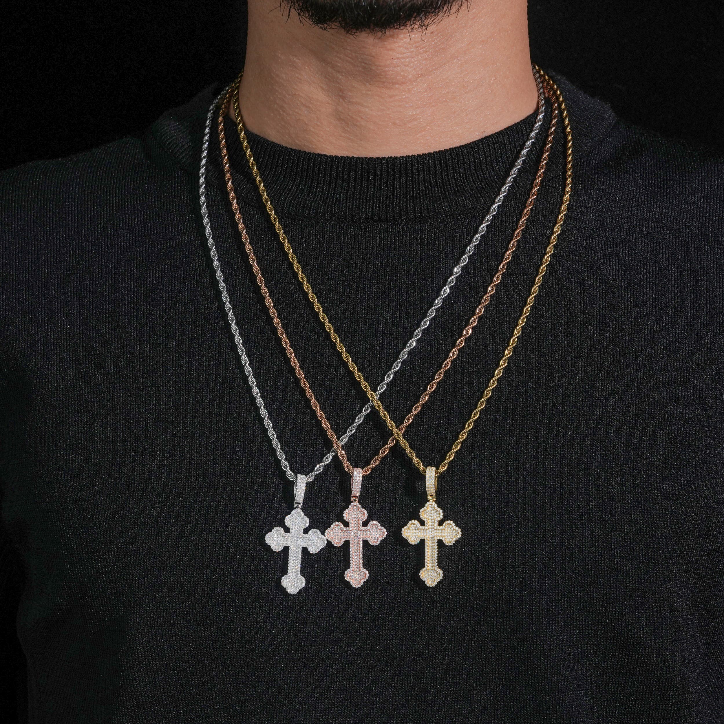 Chrome Heart Style Cross Pendant 1.5inch Moissanite Diamond